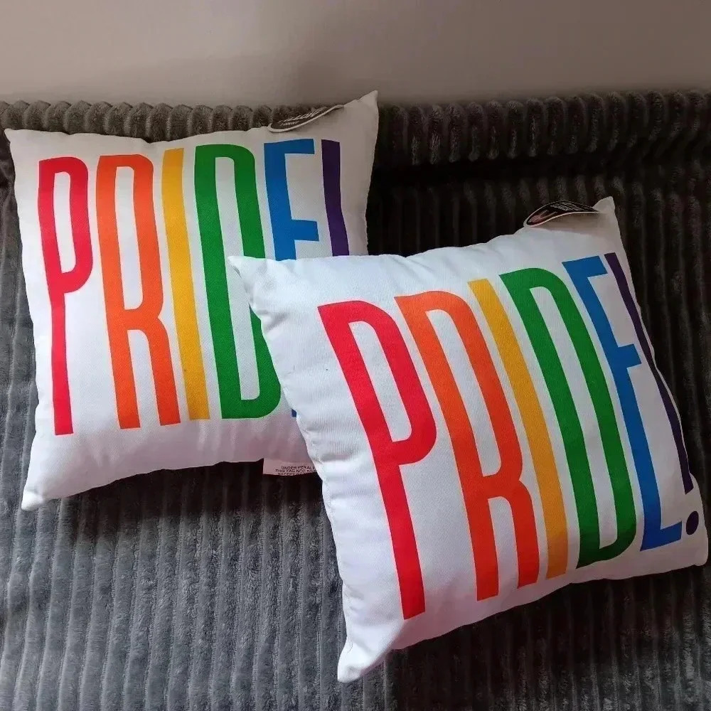 NWT 2 Decorative Pillows PRIDE logo